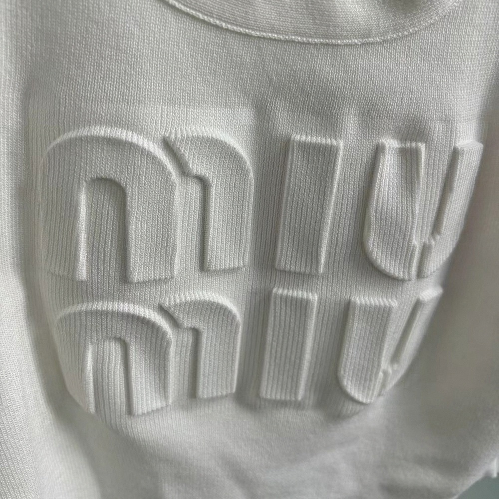 Miu Miu White Cropped Logo Tank Top - Picture 3 of 4